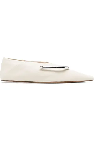 Jil Sander Plaque-detail pointed ballerina shoes
