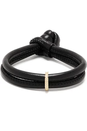 Mizuki 14kt yellow , diamond and leather wrap bracelet