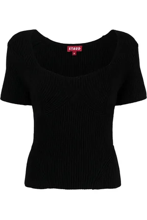 Staud Sweetheart-neck ribbed top