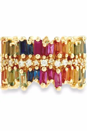 Suzanne Kalan 18kt yellow sapphire triple row eternity band