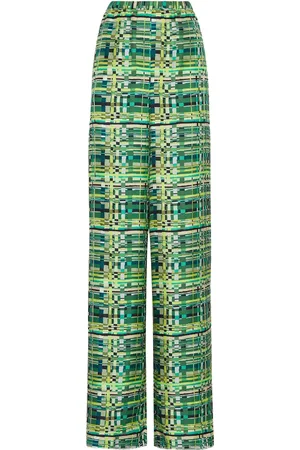 Salvatore Ferragamo Check-print silk palazzo trousers