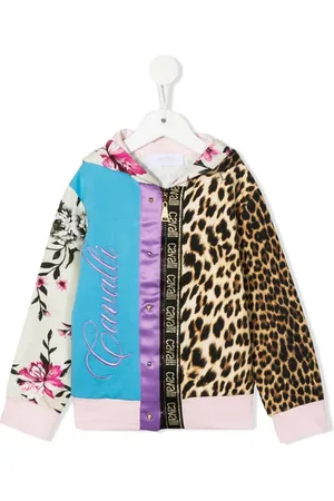 Roberto Cavalli Multi-print zip-front hoodie