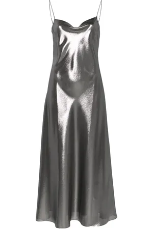 CARINE GILSON Lace-detail lurex slip dress