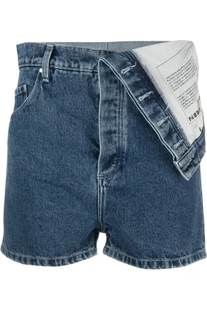 Y / PROJECT Foldover-waist denim shorts