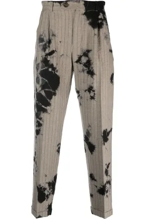 SUZUSAN Bleached pinstriped tailored trousers