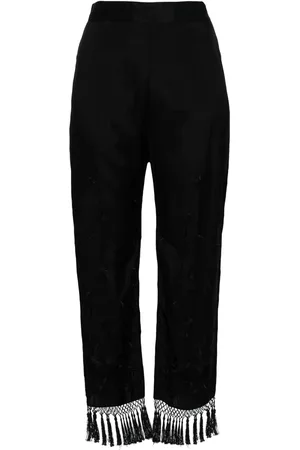 SEMICOUTURE Floral-embroidered straight trousers