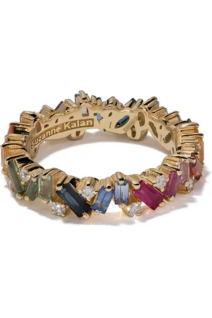 Suzanne Kalan 18kt yellow , diamond and sapphire Eternity Rainbow band