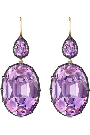 Fred Leighton 18kt yellow and silver Collect double drop amethyst earrings