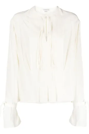 Victoria Beckham Tie-fastening pintuck silk blouse