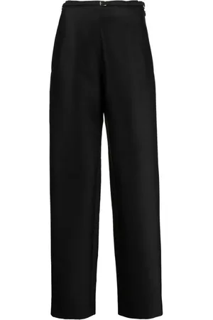 Gia Studios Skinny-belt straight leg trousers