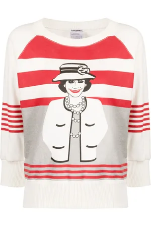 CHANEL 1990s Mademoiselle-motif cotton-blend jumper