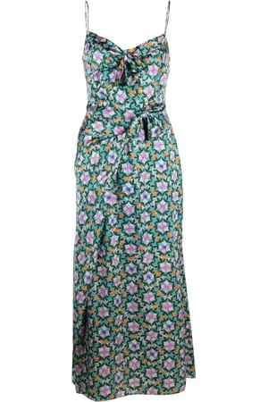 SALONI Floral-print silk midi dress