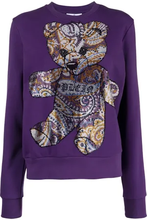 Philipp Plein Rhinestoned teddy bear-print sweatshirt