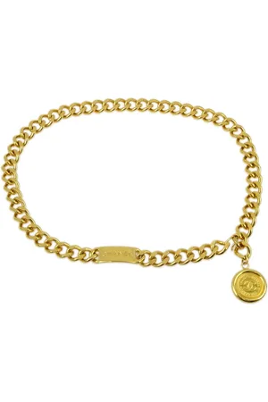 CHANEL 1990-2000 logo charm curb-link chain belt
