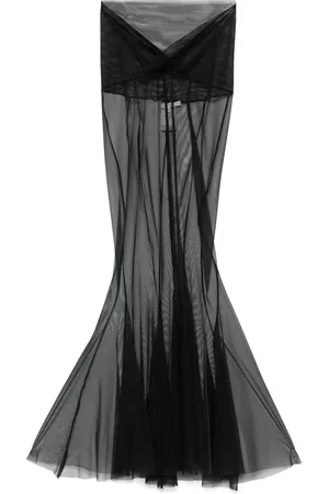Nensi Dojaka V-waist sheer midi skirt
