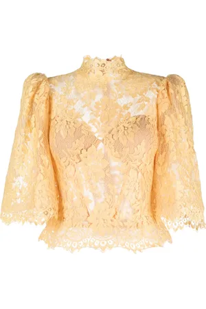 GEMY MAALOUF Floral-lace puff-sleeve top
