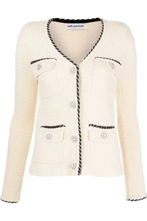 Self-Portrait Contrasting-trim knitted cardigan