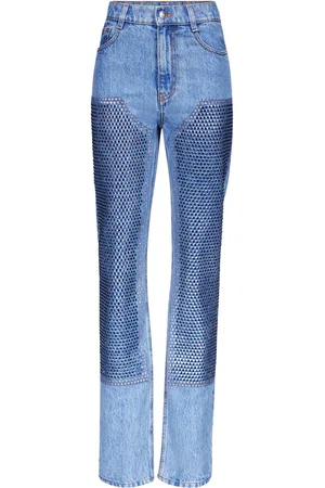 AREA Crystal-embellished straight-leg jeans