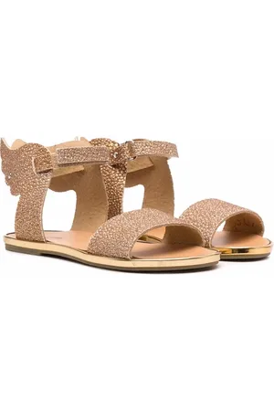 Babywalker Metallic-effect leather sandals