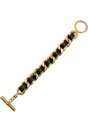CHANEL 1980s leather chain bracelet