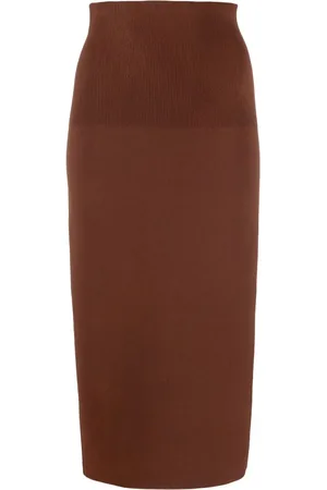 Victoria Beckham Ribbed-detail high-waisted skirt
