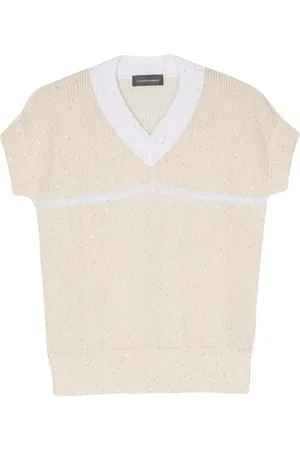 LORENA ANTONIAZZI Sequin-embellished knitted T-shirt