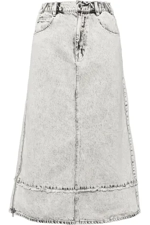Izzue Washed denim midi skirt