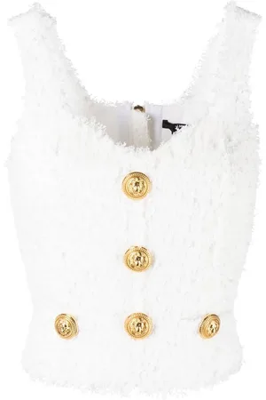 Balmain Textured tweed sleeveless top