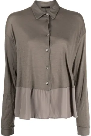 TRANSIT Classic-collar drop-shoulder blouse