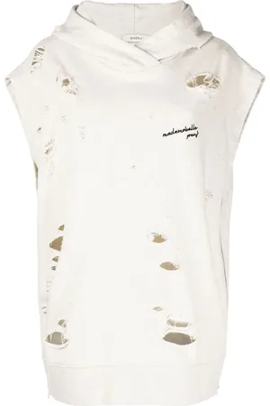 GOEN.J Distressed effect sleeveless hoodie