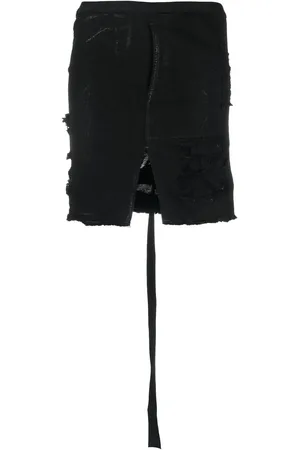 Rick Owens Distressed denim mini skirt