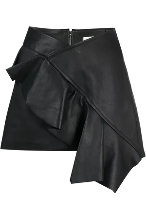 PNK Ruffled leather miniskirt
