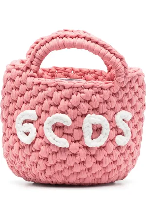 GCDS Mini crochet logo-detail bucket bag