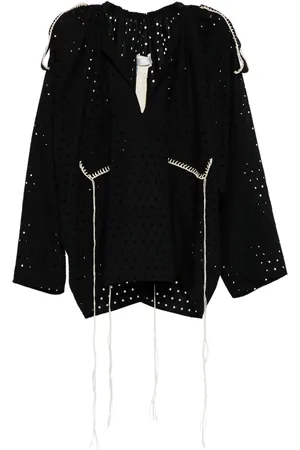 Litkovskaya Perforated thread-detail cotton blouse