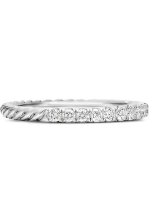 David Yurman 18kt white gold Cable Collectibles diamond stack ring (2mm)