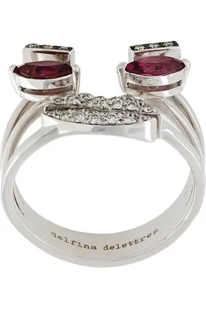 DELFINA DELETTREZ Face detail embellished ring