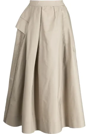 SHIATZY CHEN Logo-embroidered asymmetric midi skirt