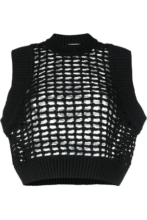 NUDE Crew-neck mesh knitted top