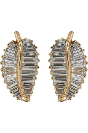 Anita 18kt rose classic palm leaf diamond studs