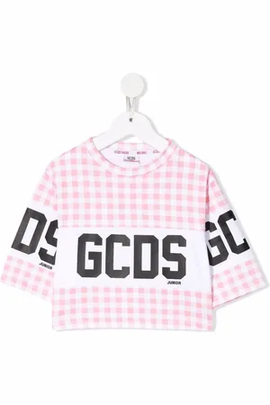 GCDS Gingham-pattern short-sleeved top