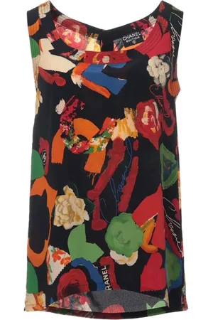 CHANEL Floral-print tank top