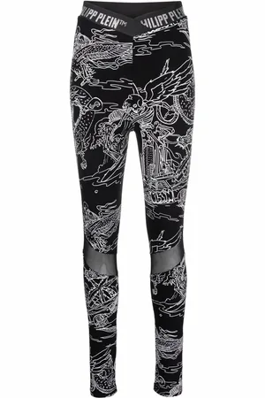 Philipp Plein High-waist tattoo-print leggings