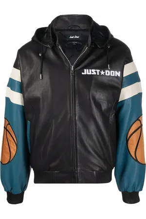 JUST DON Chicago leather hooded bomber jacket