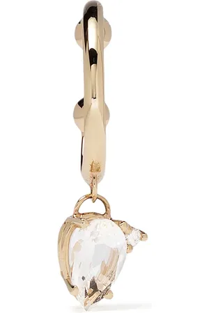 Mizuki 14kt yellow Sea of Beauty diamond and white topaz single earcuff