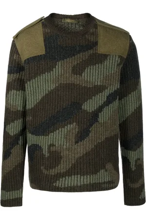 VALENTINO GARAVANI Camouflage panelled ribbed-knit jumper