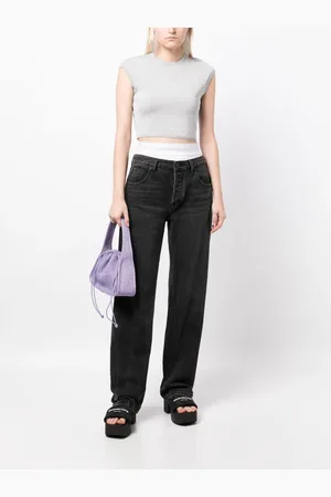 Alexander Wang Logo-embossed cap-sleeved knitted T-shirt