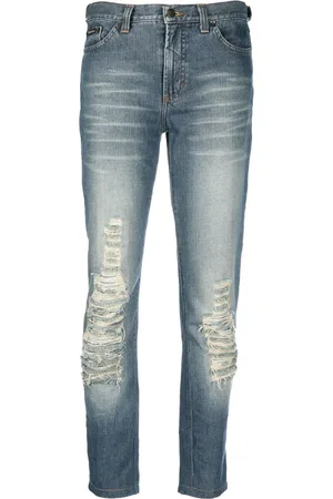 Dolce & Gabbana 2000s ripped finish slim-fit jeans