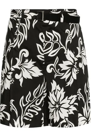 SACAI Floral-print belted shorts