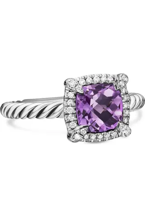 David Yurman Sterling Petite Chatelaine amethyst and diamond ring (7mm)