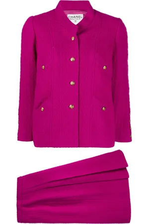 CHANEL 2002 CC-buttons tweed skirt suit